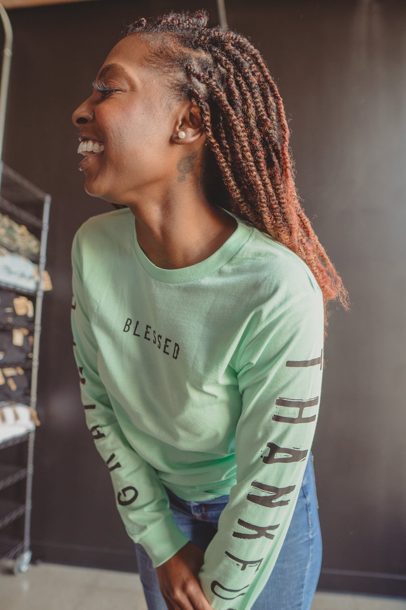 Grateful Thankful Blessed Adult Long-sleeve Shirt