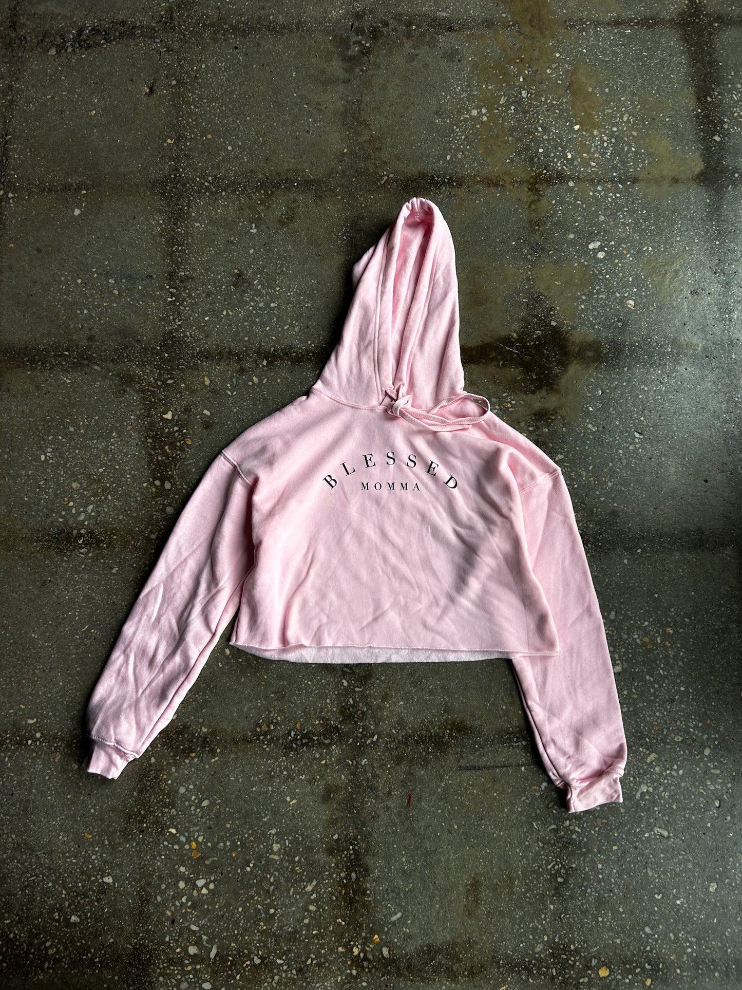 Blessed Momma Women's Cropped Adult Sponge Fleece Hoodie