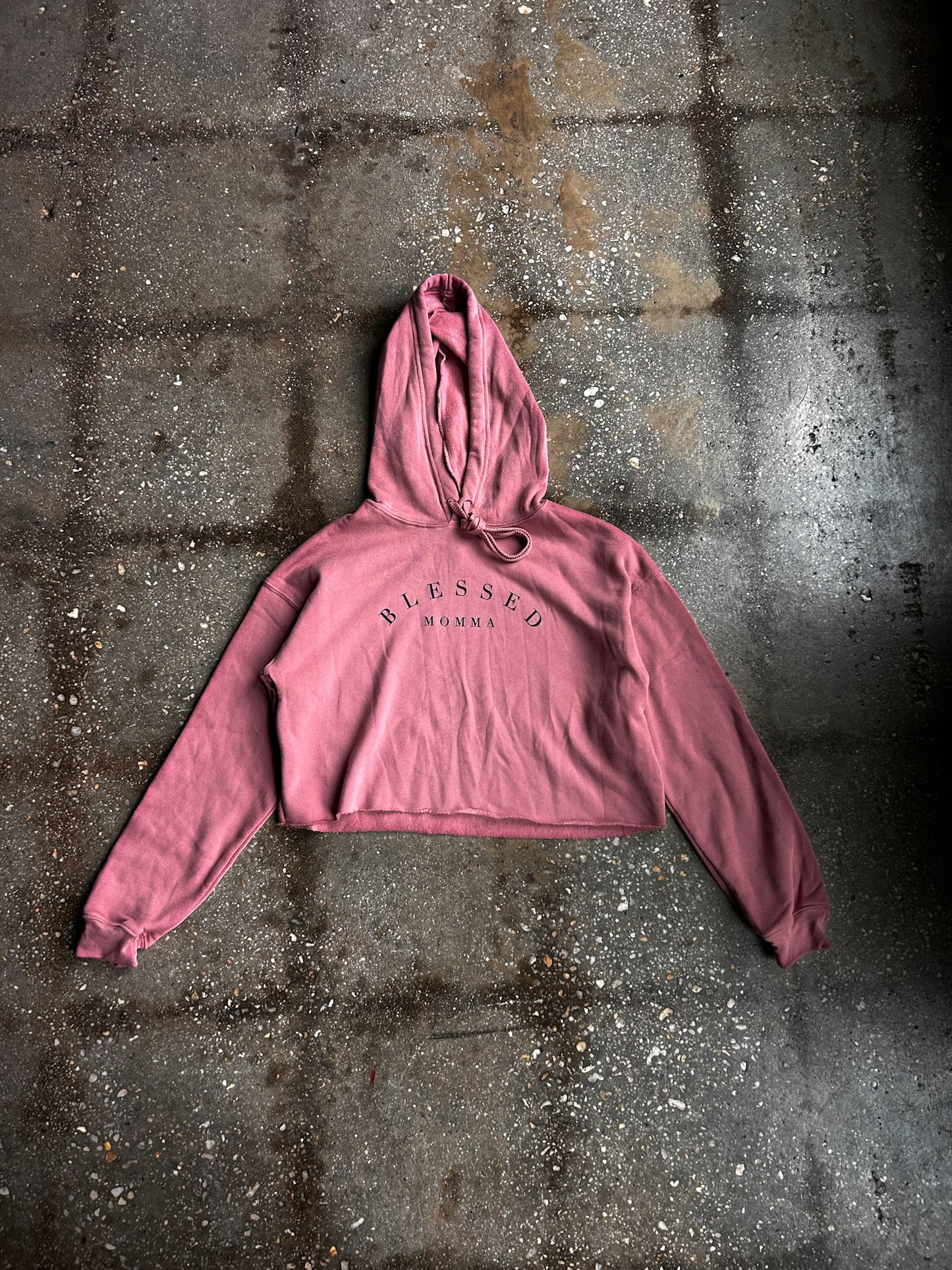 Blessed Momma Women's Cropped Adult Sponge Fleece Hoodie