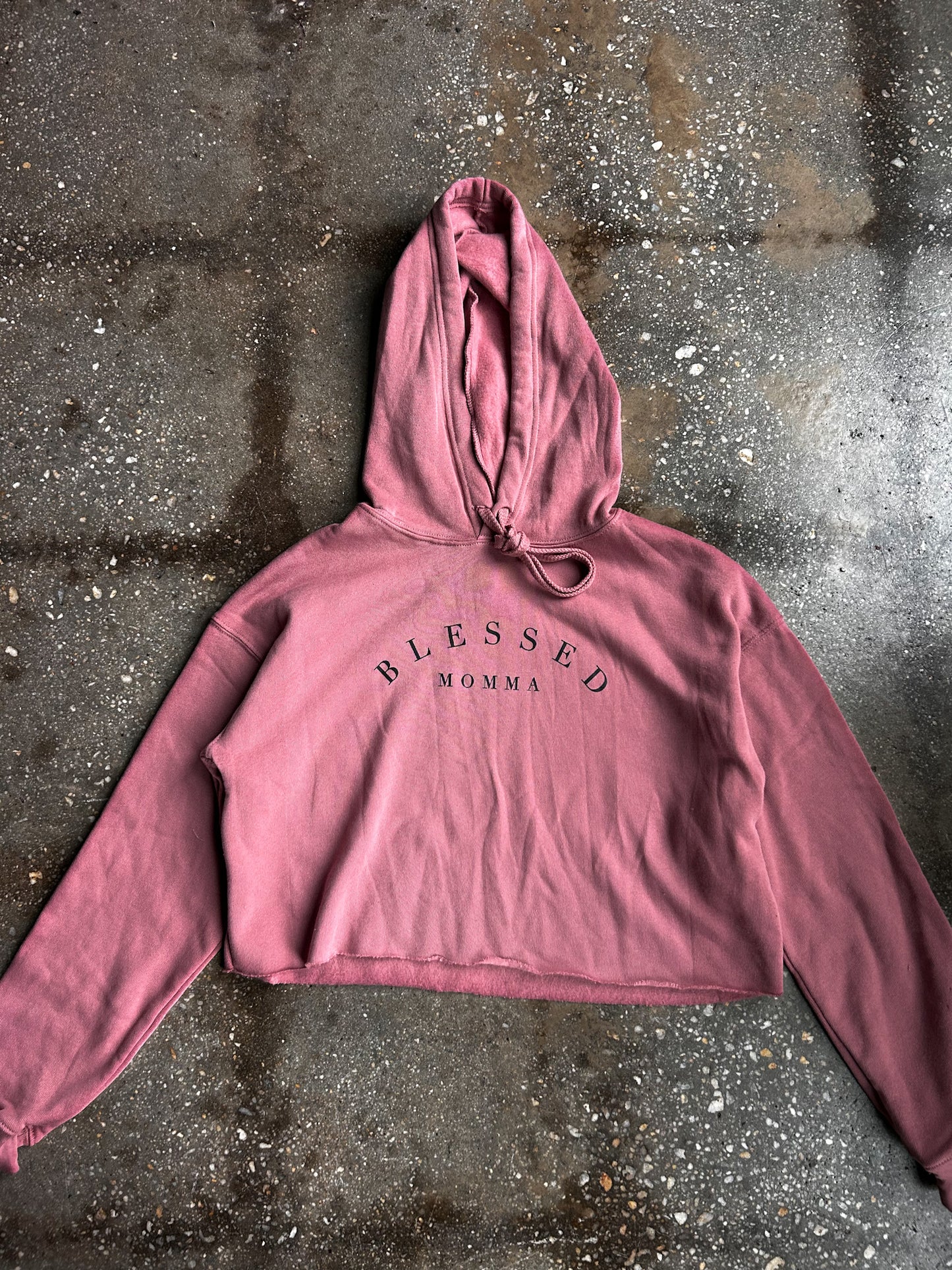 Blessed Momma Women's Cropped Adult Sponge Fleece Hoodie