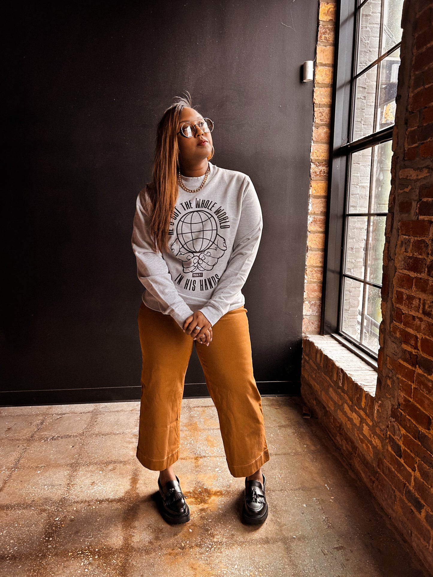 He's Got The Whole World Adult Drop Shoulder Sweatshirt