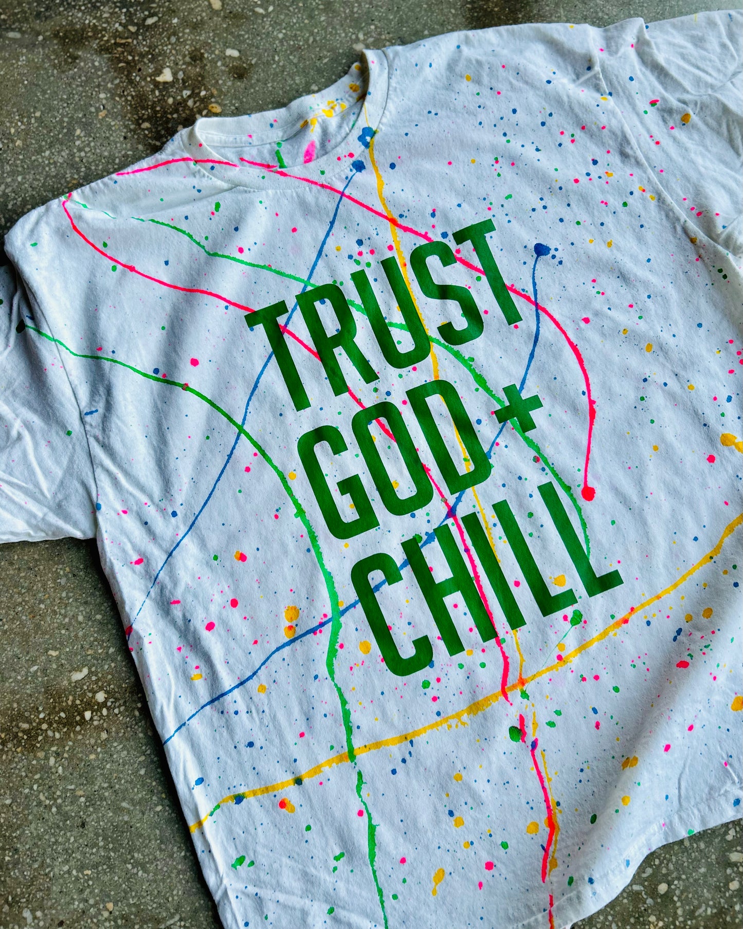 Trust God + Chill (Splatter) Adult Box T-Shirt