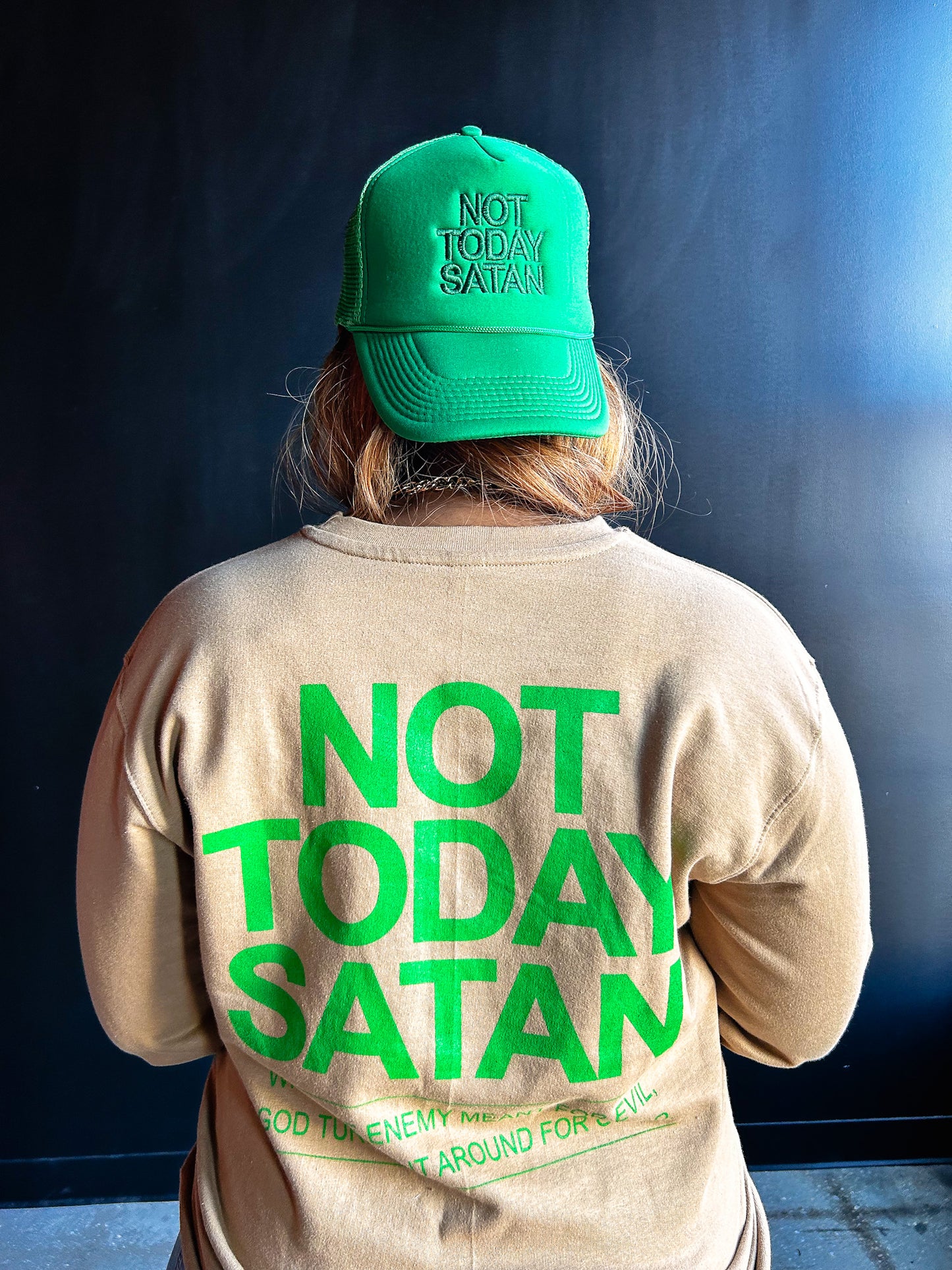 Not Today Satan Adult Drop Shoulder Sweatshirt