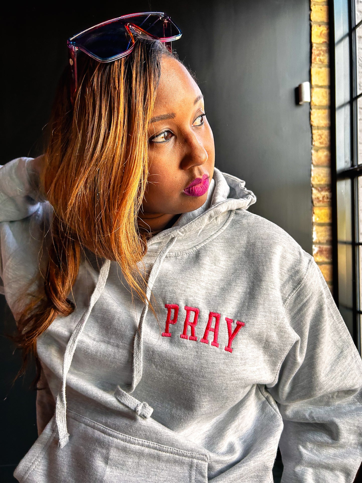 PRAY Embroidered Adult Box Hoodie
