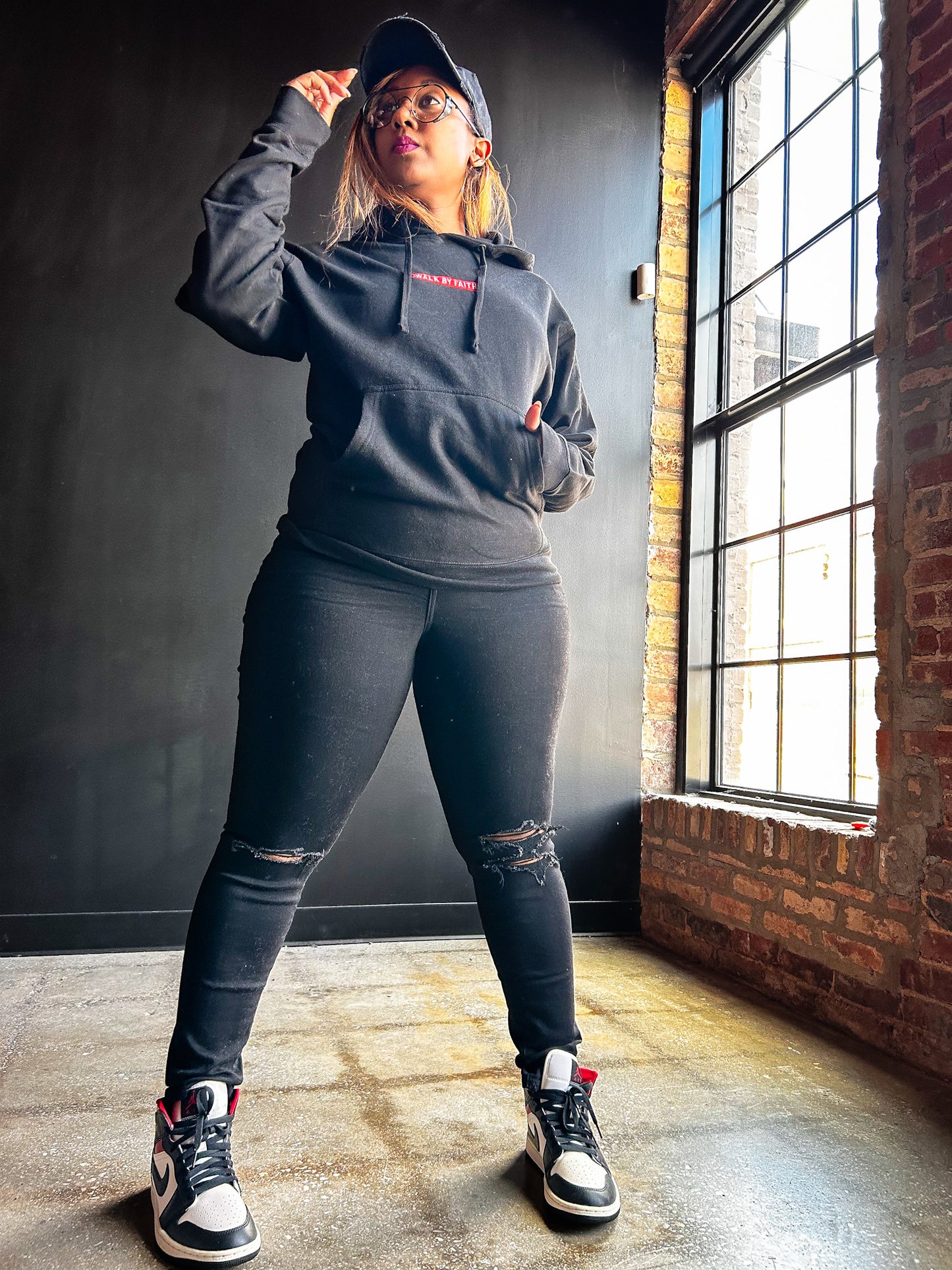 Walk By Faith Adult Embroidered Box Hoodie