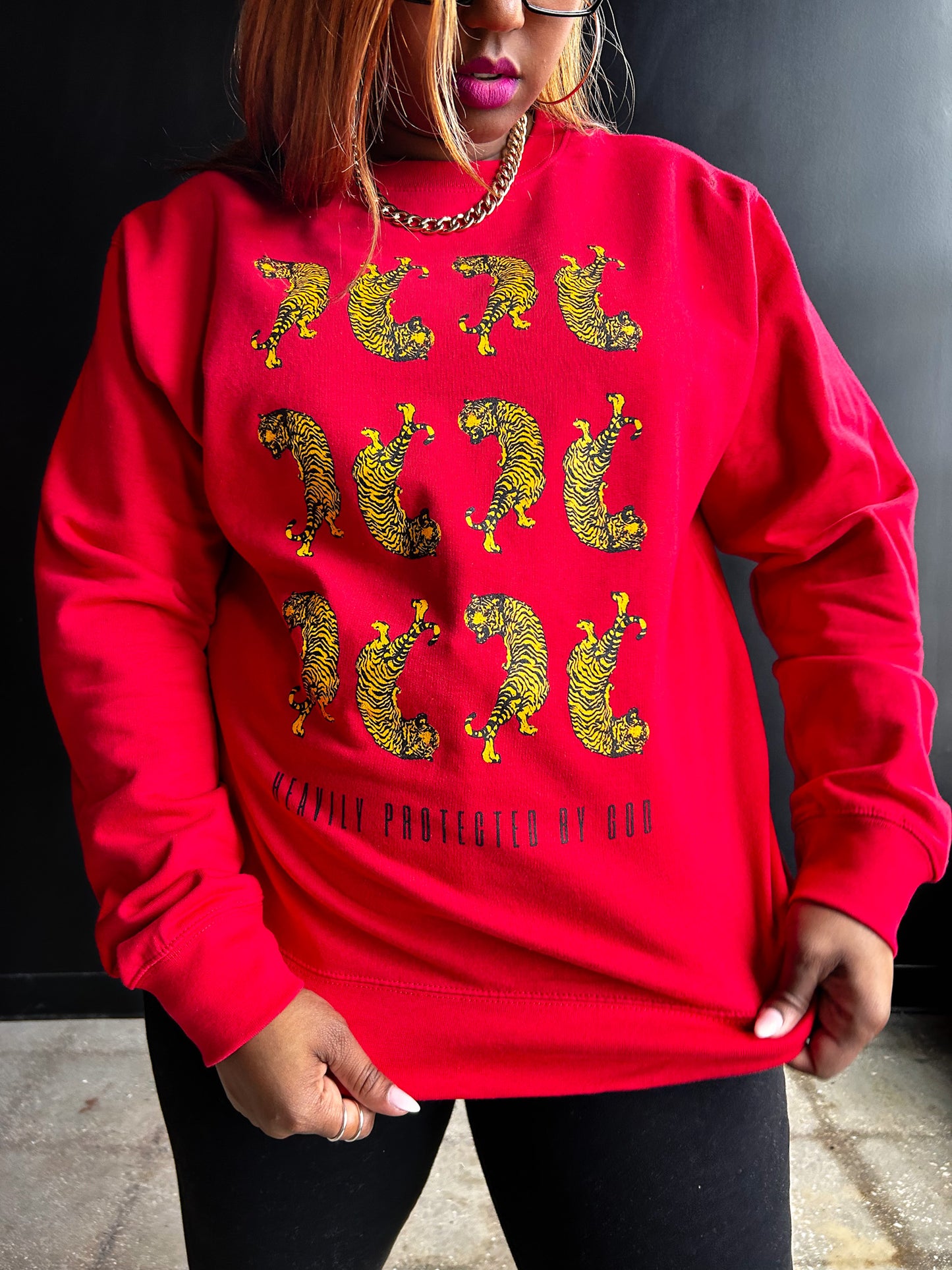 Heavily Protected By God - Multiplied Adult Drop Shoulder Sweatshirt