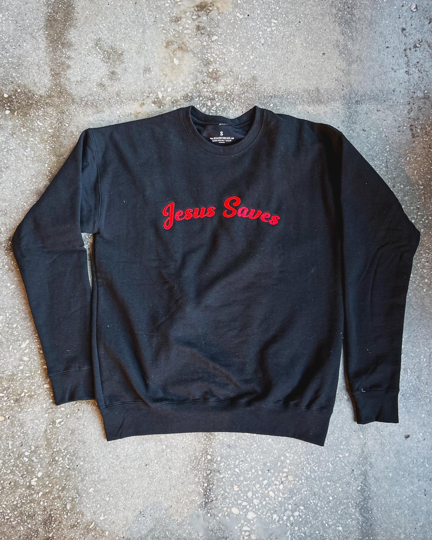 Jesus Saves Embroidered Adult Drop Shoulder Sweatshirt