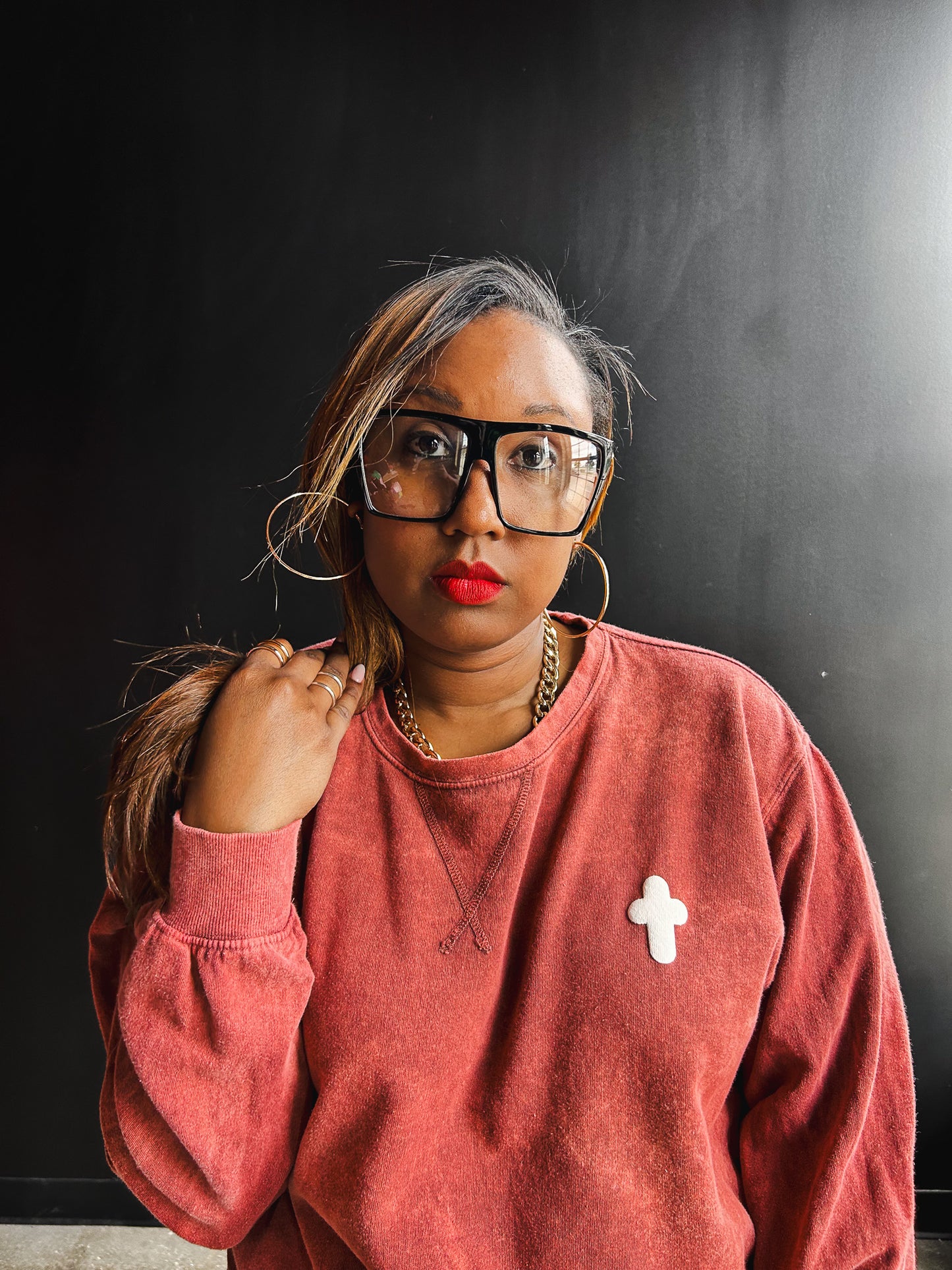 Cross Puff Adult Drop Shoulder Sweatshirt