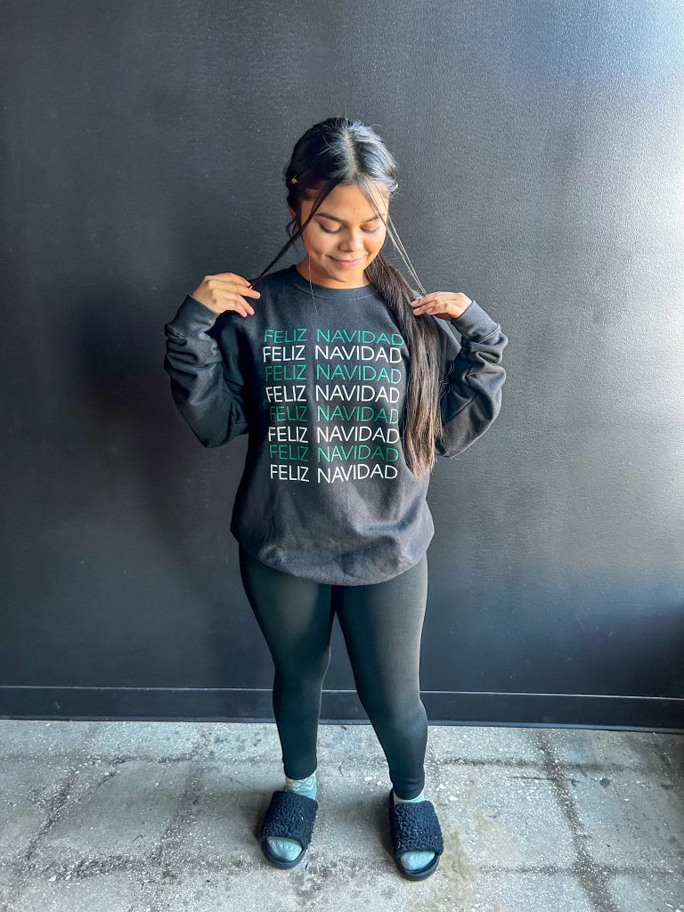 Feliz Navidad Adult Drop Shoulder Sweatshirt