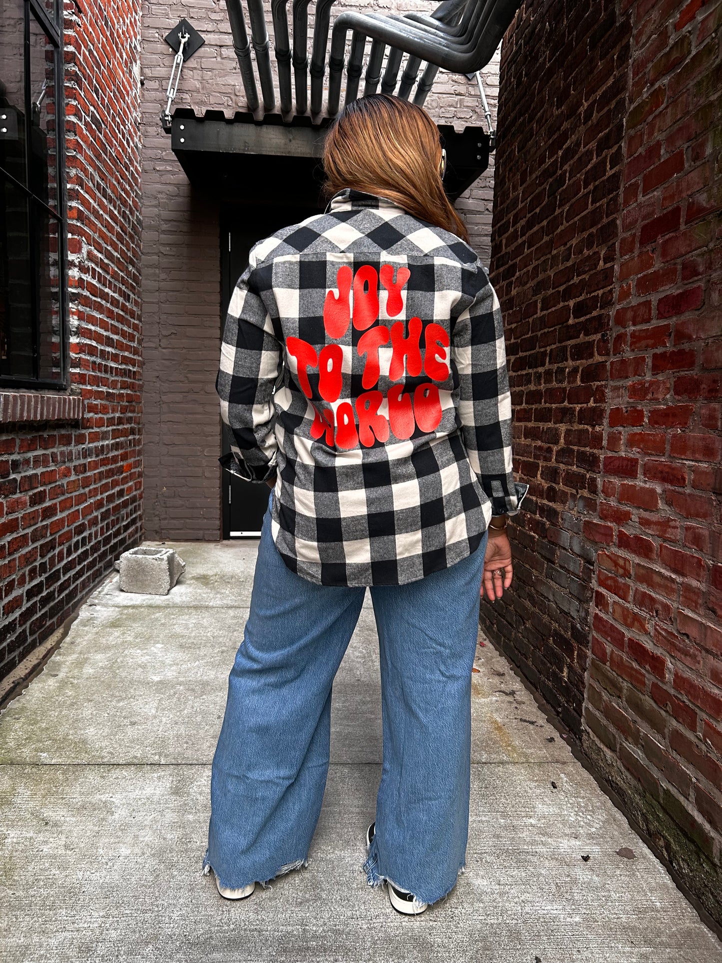 Joy to the World Adult Plaid Shirt