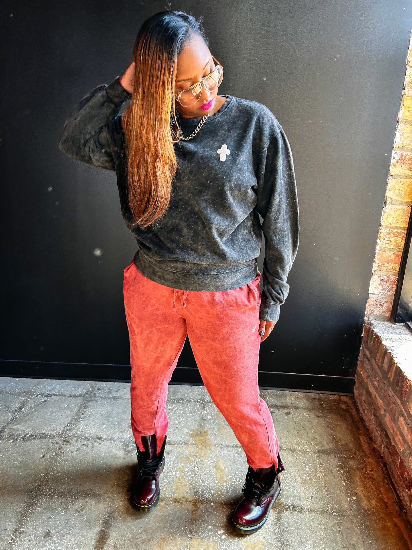 Cross Puff Adult Drop Shoulder Sweatshirt