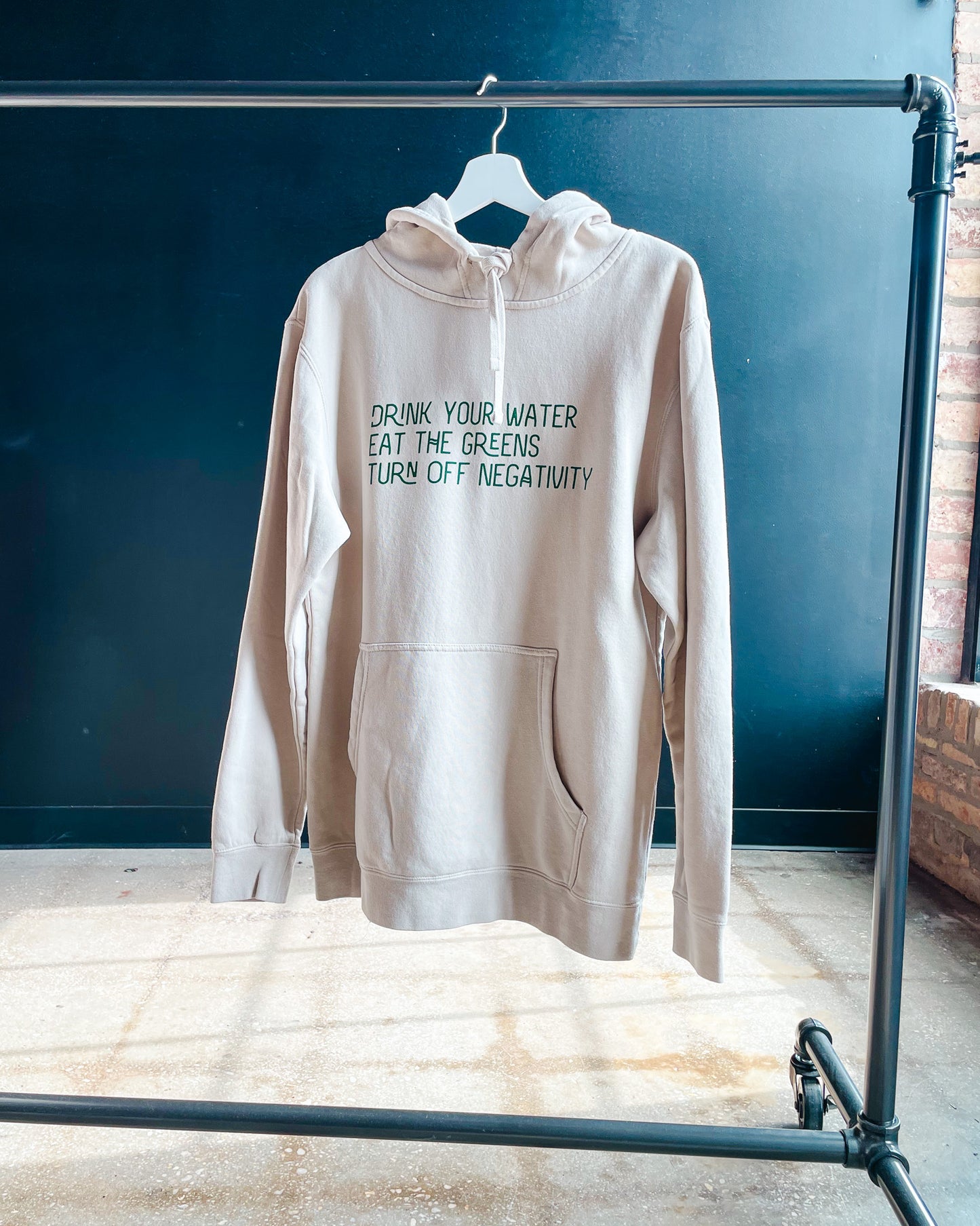 Water, Green, No Negativity Adult Box Hoodie
