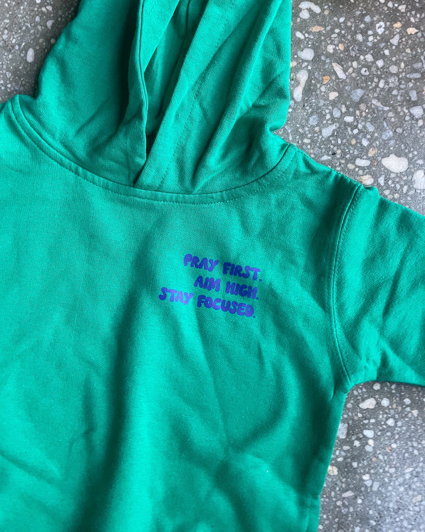 Pray First. Aim High. Stay Focused. Kids Hoodie