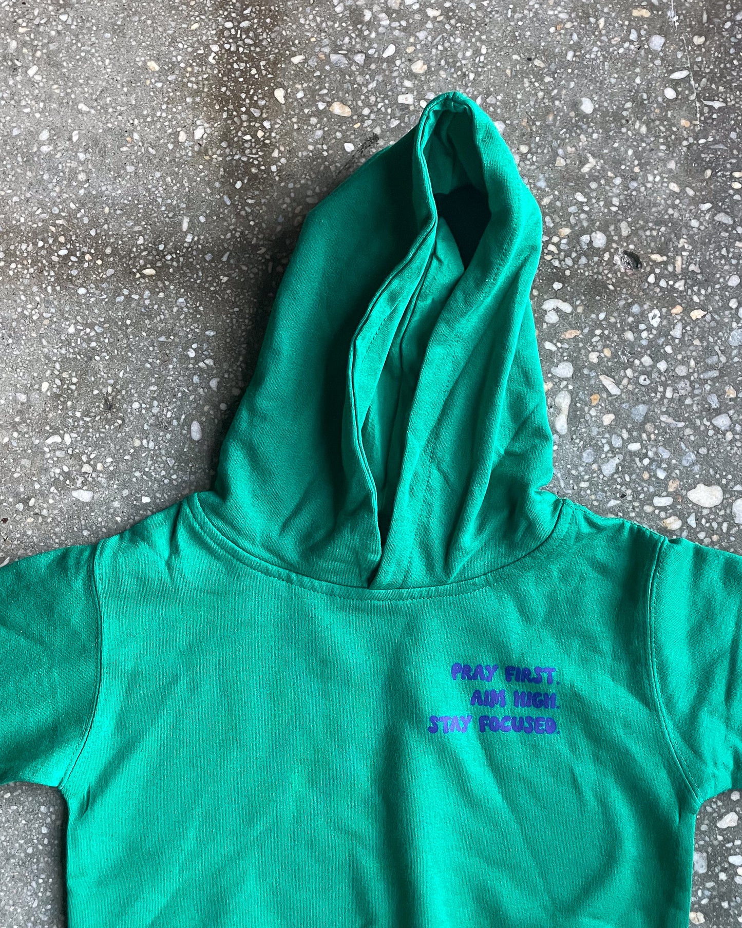 Pray First. Aim High. Stay Focused. Kids Hoodie