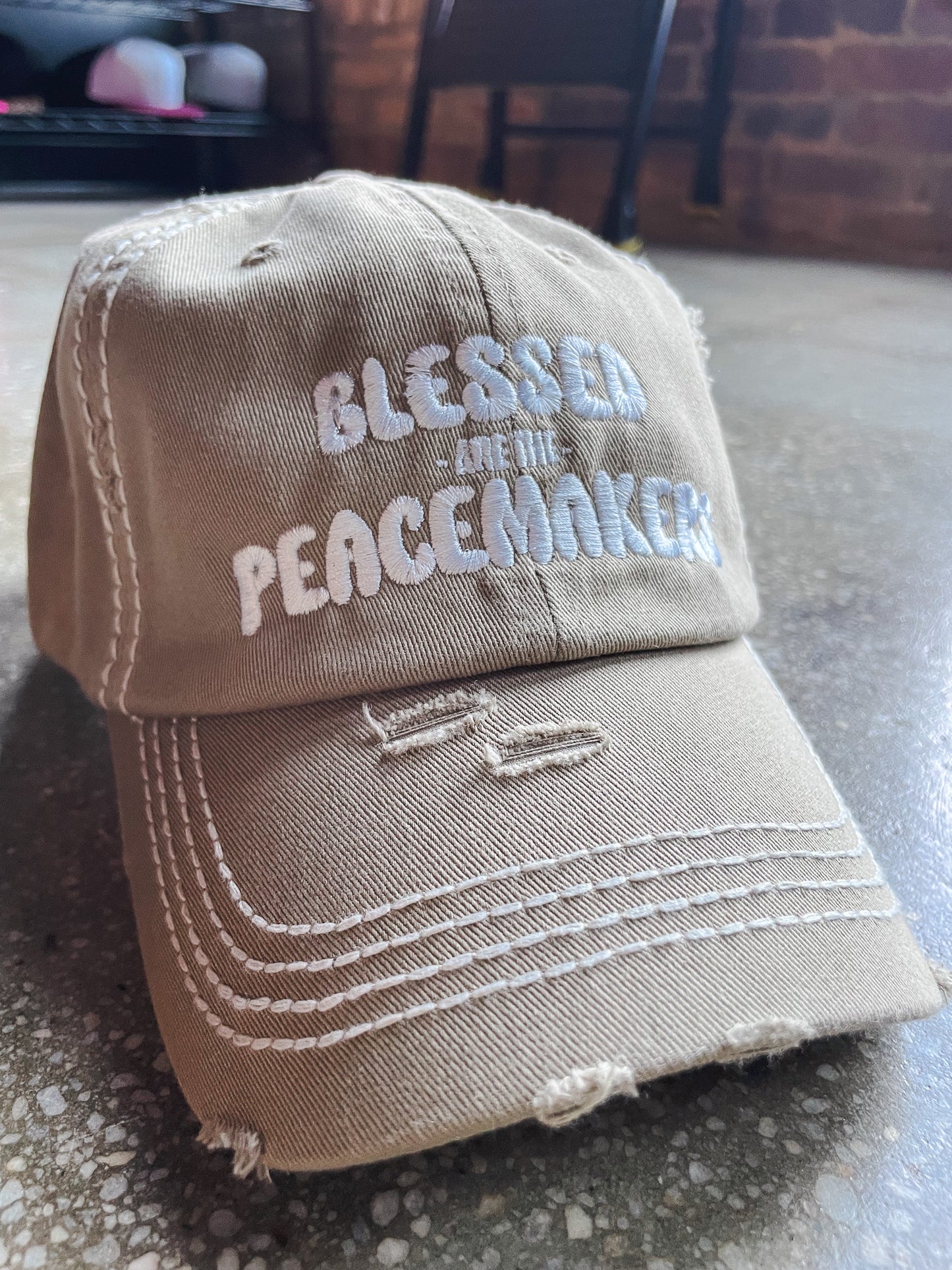 Blessed Are The Peacemakers Adult Hat (Big Stitch Distressed)