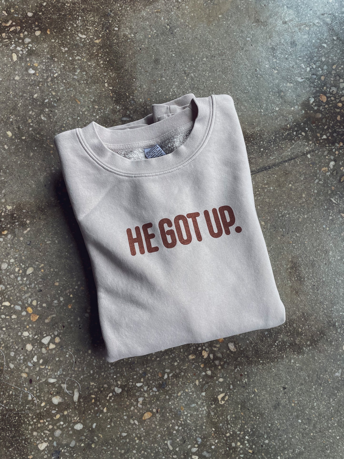 He Got Up Adult Drop Shoulder Sweatshirt