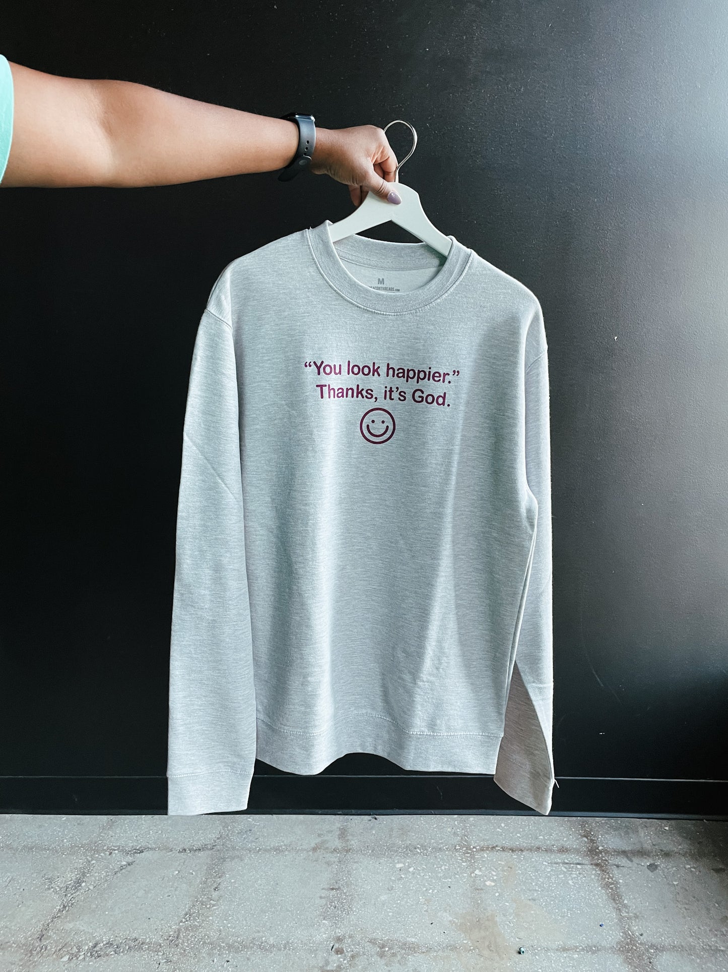 Happier With God Adult Box Sweatshirt
