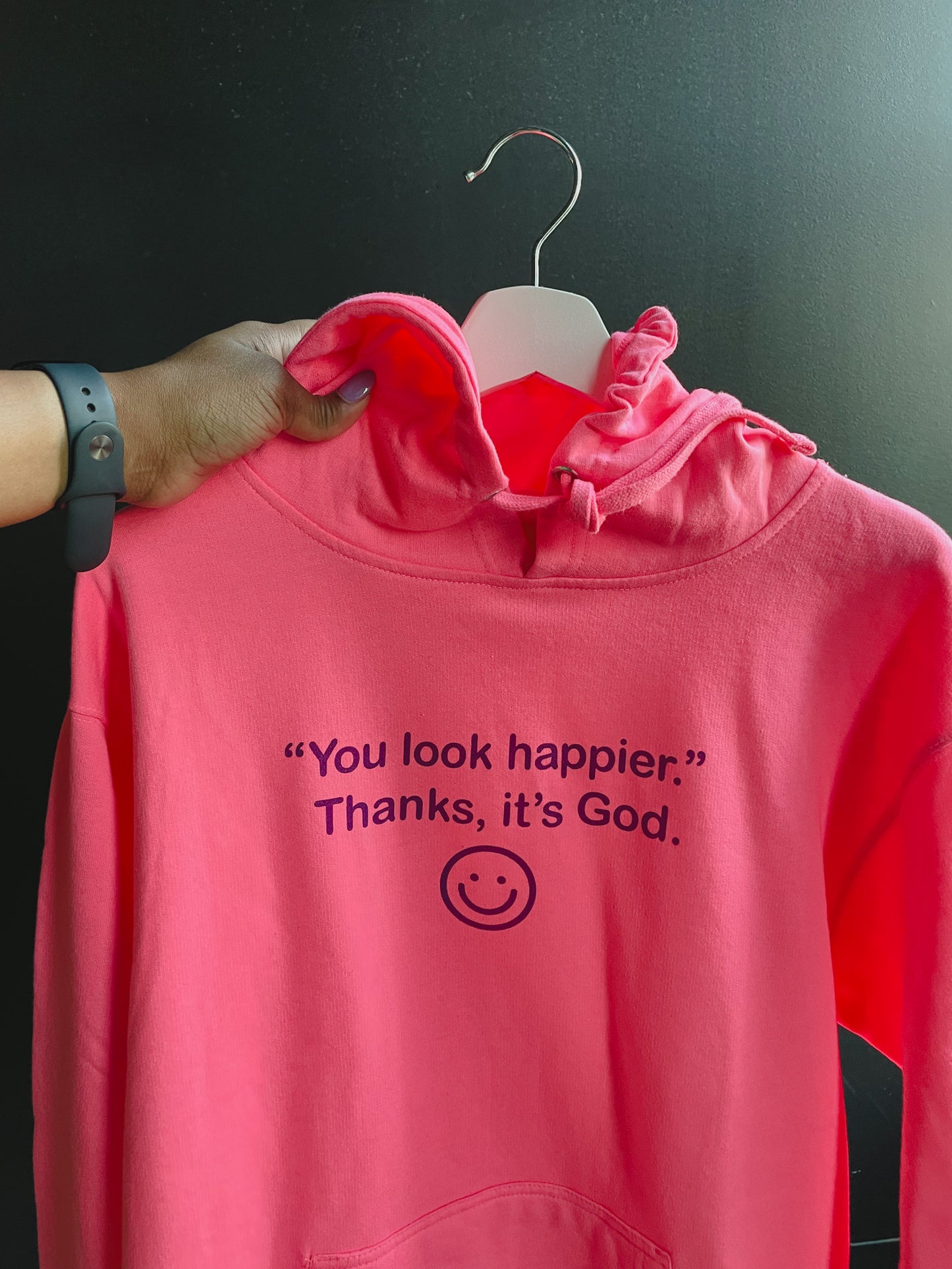 Happier With God Adult Box Hoodie