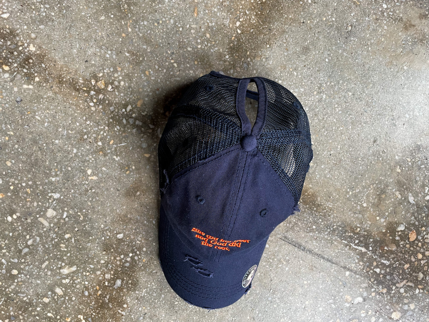 God Did The Rest Distressed Hat (MESH-BACK PONYTAIL)