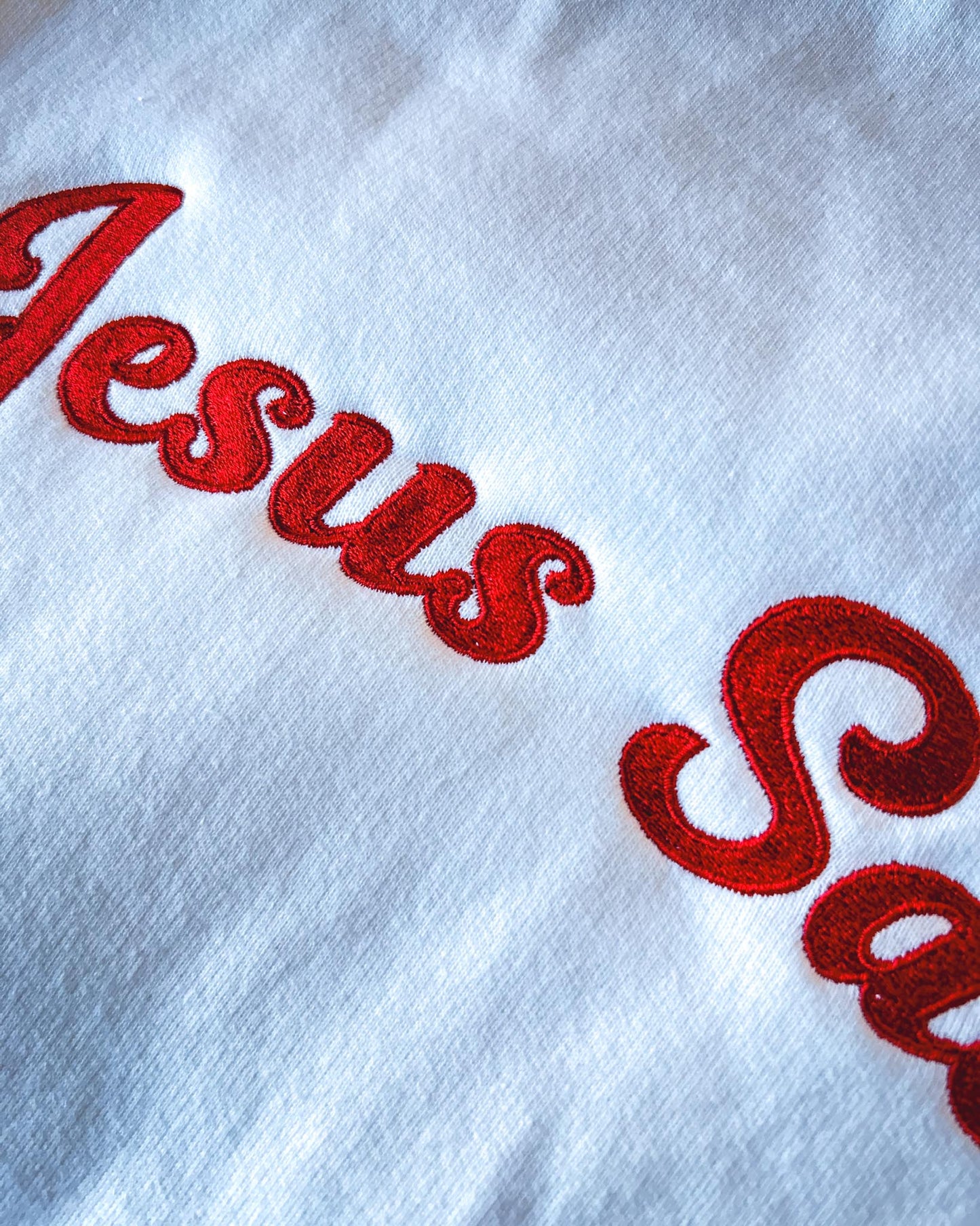 Jesus Saves Embroidered Adult Drop Shoulder Sweatshirt