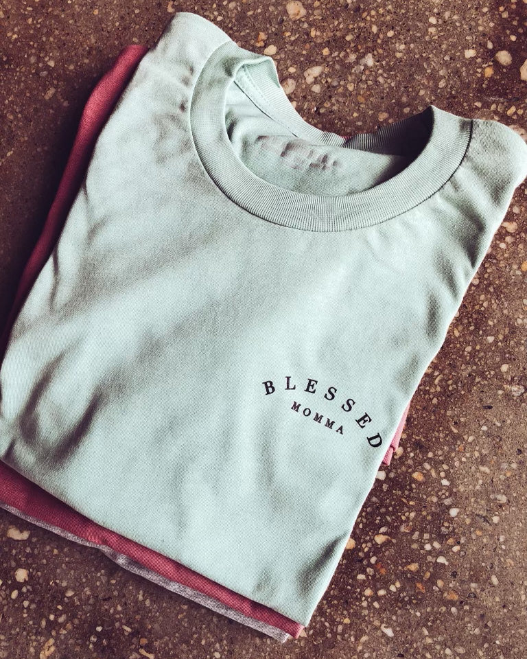 Blessed Momma Pocket Adult Box T-Shirt