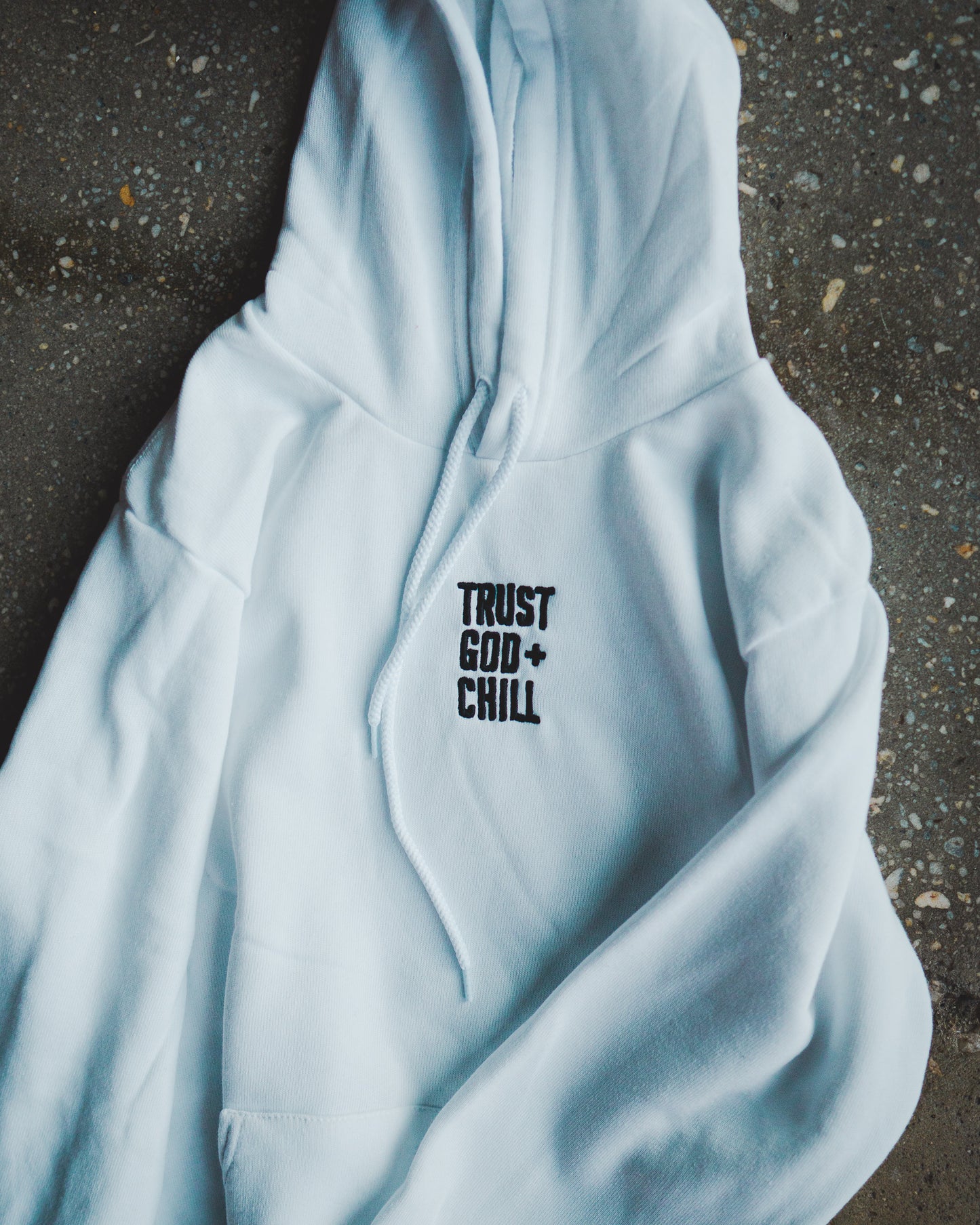 Trust God + Chill Adult Sponge Fleece Embroidered Hoodie