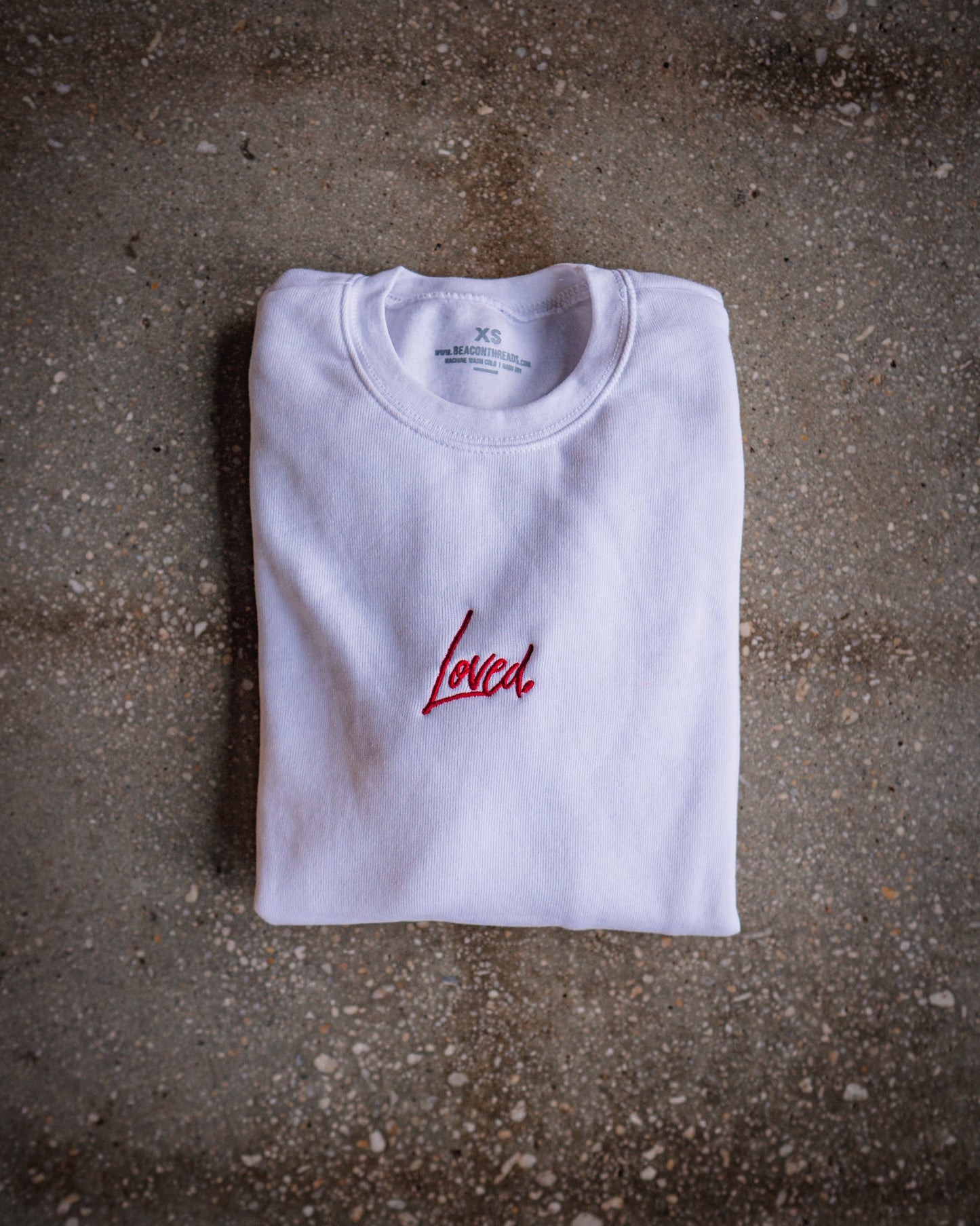 Loved. Embroidered Adult Drop Shoulder Sweatshirt