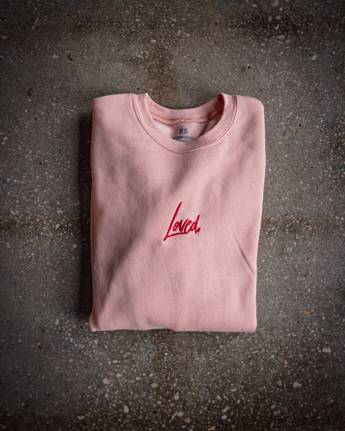 Loved. Embroidered Adult Drop Shoulder Sweatshirt