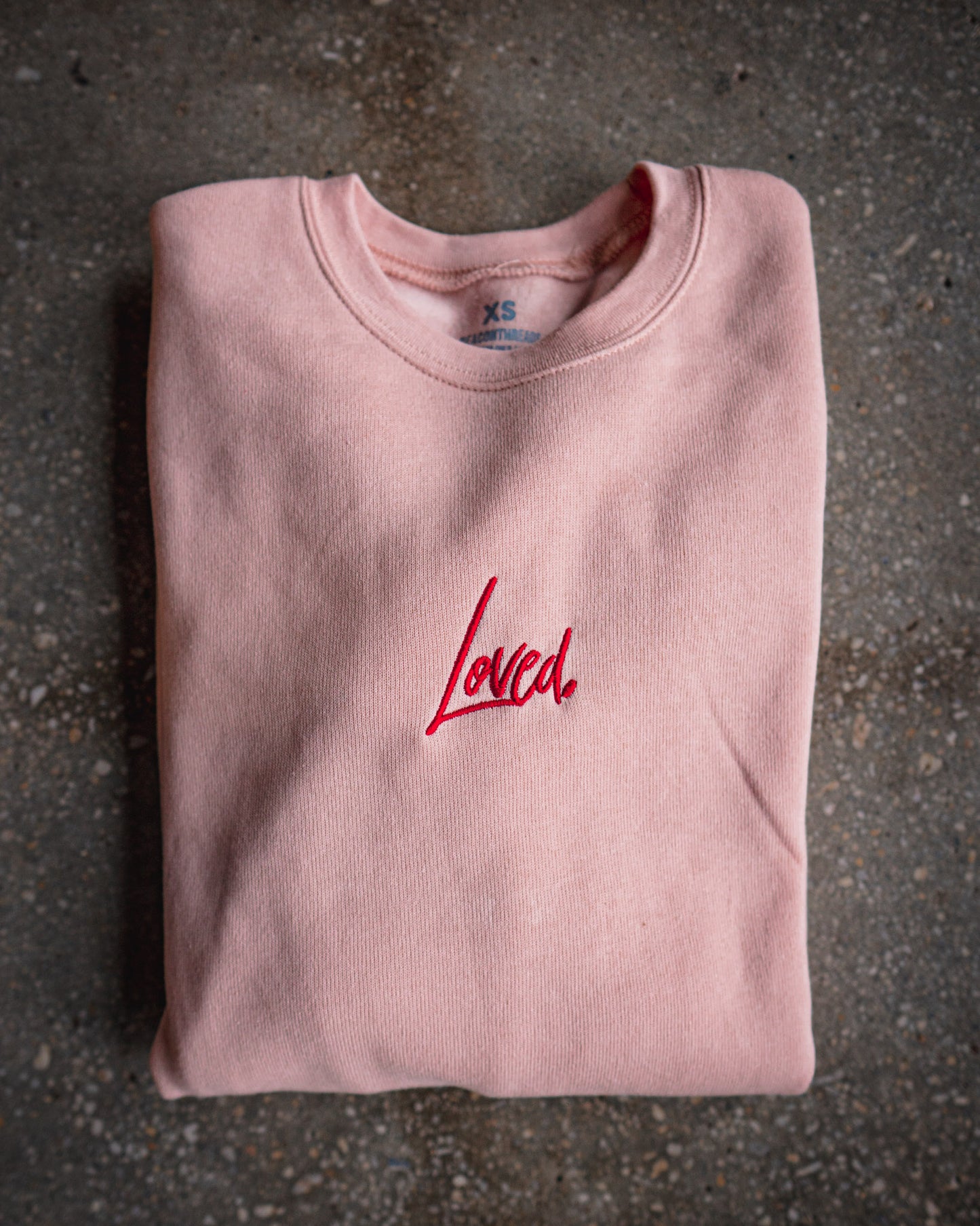 Loved. Embroidered Adult Drop Shoulder Sweatshirt