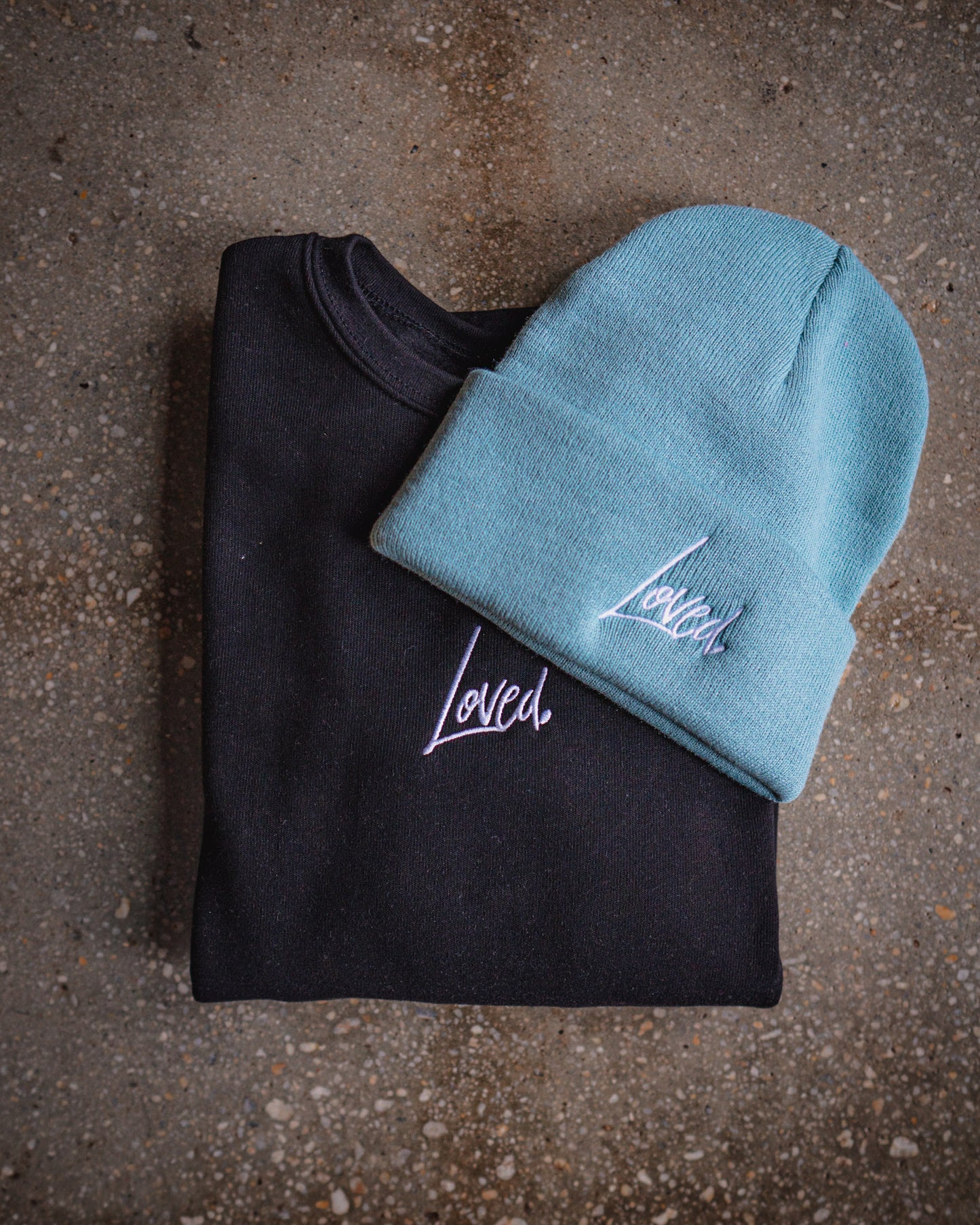 Loved. Embroidered Adult Drop Shoulder Sweatshirt