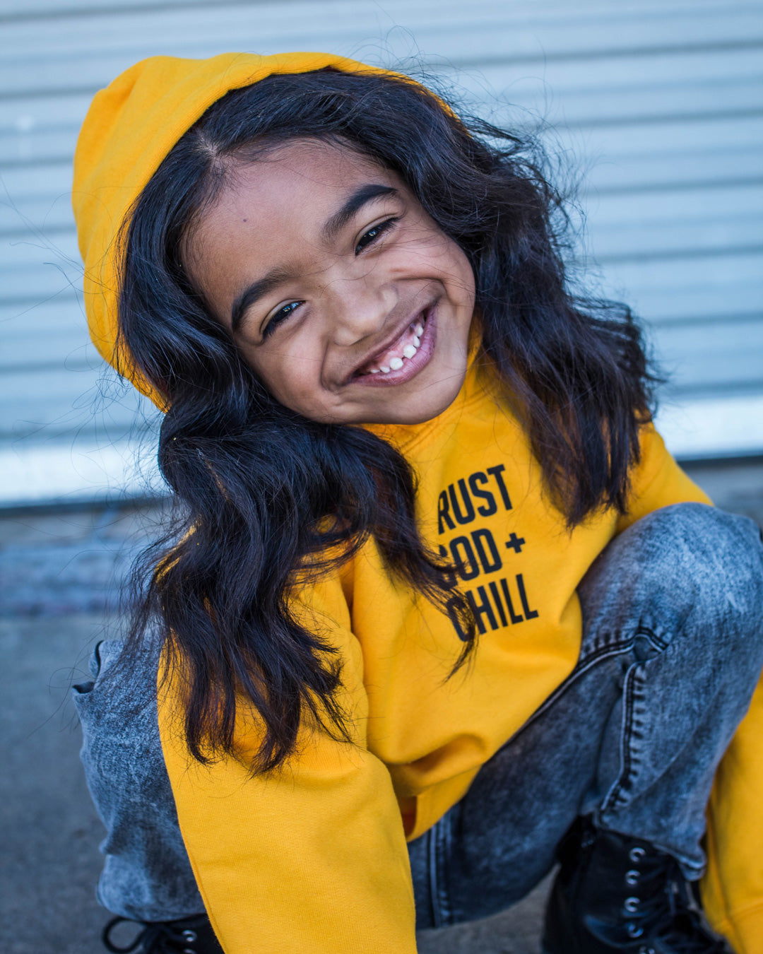 Trust God + Chill Kids Hoodie (Gold)