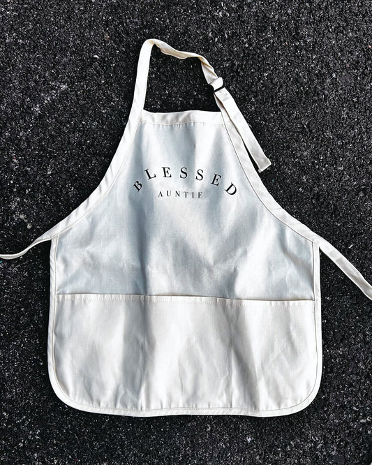 Blessed Auntie Full-Length Apron with Pockets