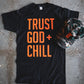 Trust God + Chill Adult Box T-Shirt & Camo Distressed Hat Bundle