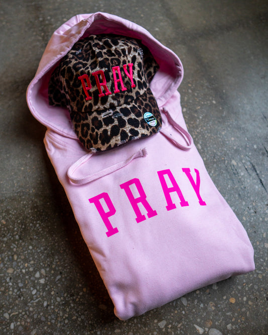 PRAY Hoodie & PRAY Distressed Hat Bundle