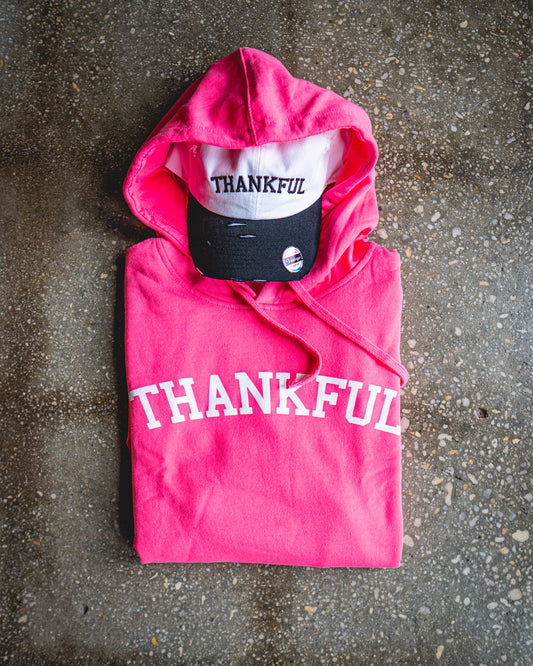 Thankful Hoodie & White/Black Distressed Hat Bundle