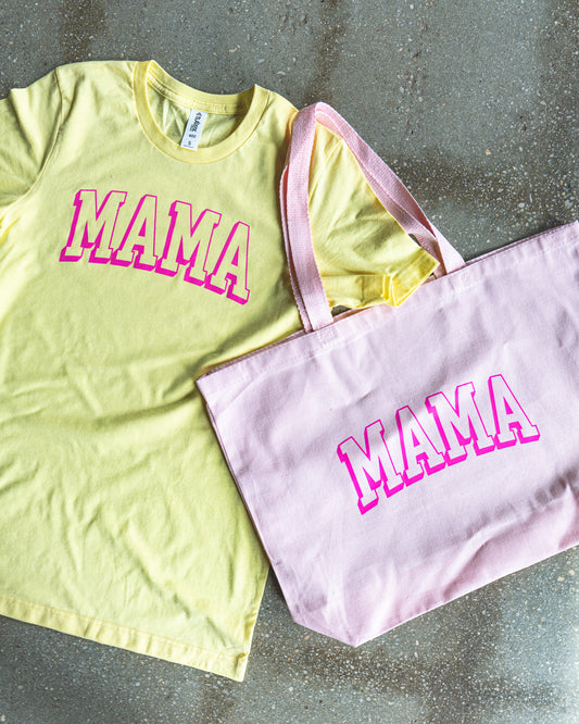 MAMA Adult Box T-Shirt & Light Pink Tote