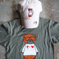 Teddy Adult Box T-Shirt & Stone Distressed Hat Bundle