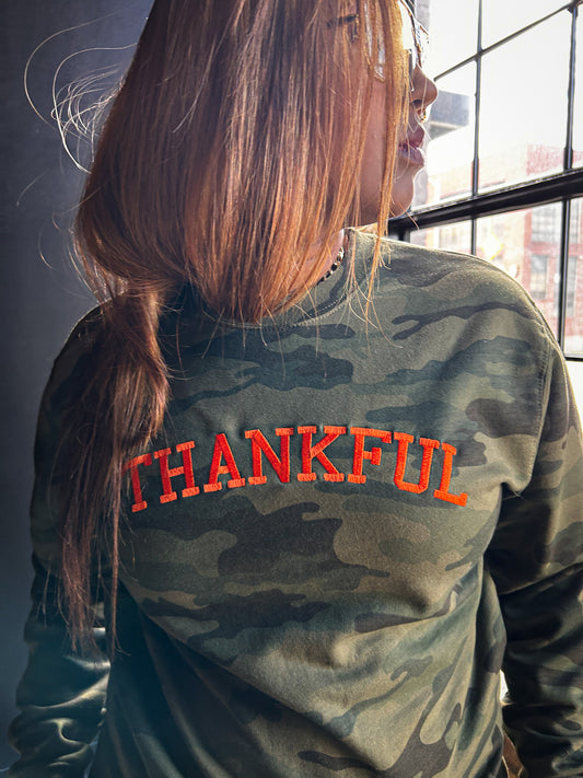 Thankful Embroidered Adult Drop Shoulder Sweatshirt