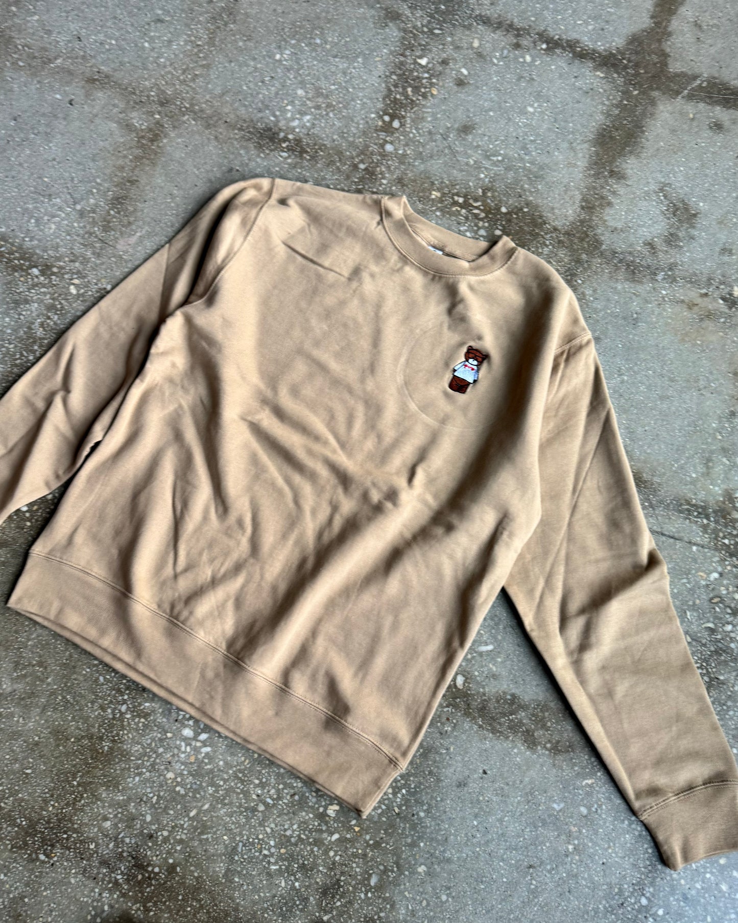 Teddy Embroidered Adult Drop Shoulder Sweatshirt