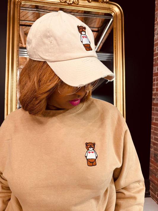 Teddy Embroidered Adult Drop Shoulder Sweatshirt