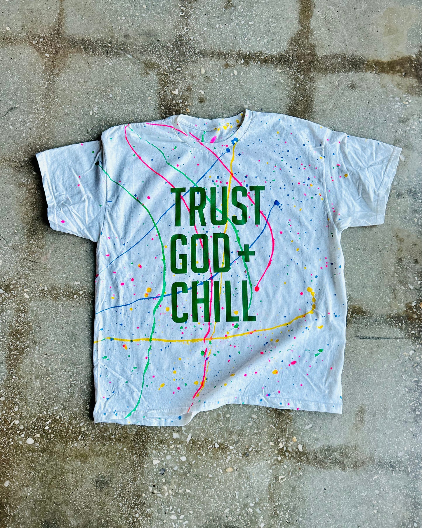 Trust God + Chill (Splatter) Adult Box T-Shirt