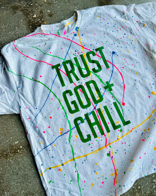 Trust God + Chill (Splatter) Adult Box T-Shirt