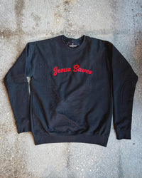 Jesus Saves Embroidered Adult Drop Shoulder Sweatshirt