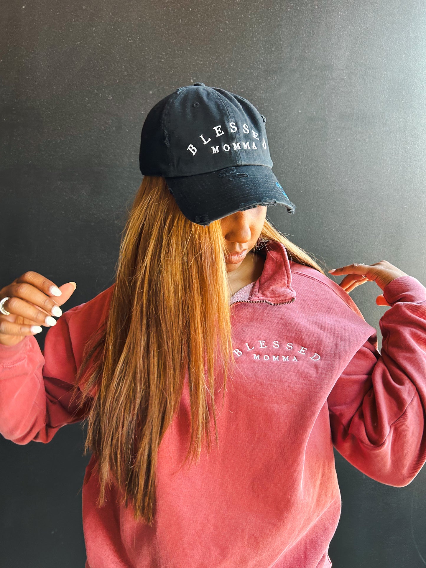 Blessed Momma Hat (Distressed)