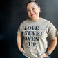 Love Never Gives Up (Splatter) Adult Box T-Shirt
