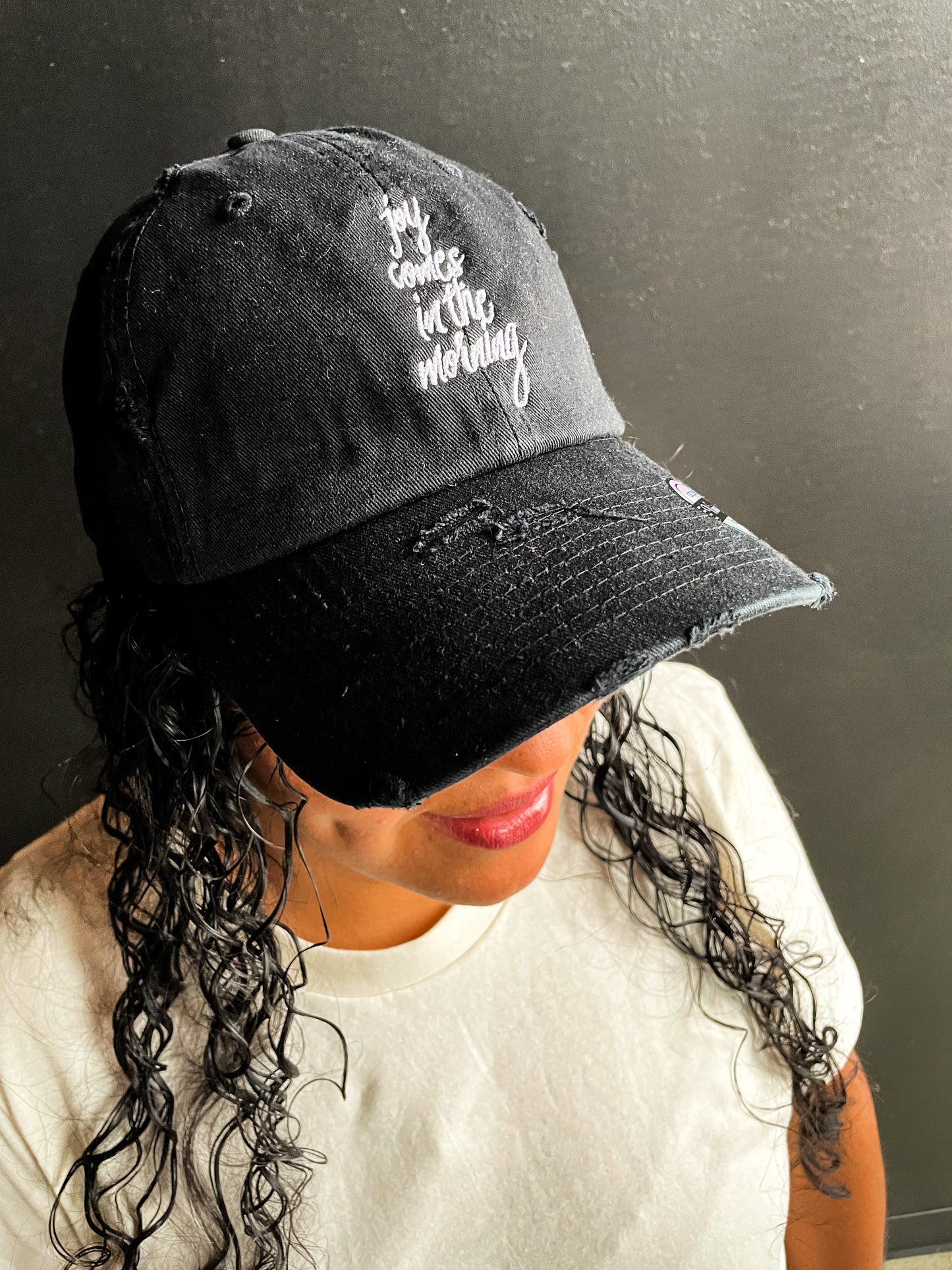 Joy Comes In the Morning Hat (Distressed)