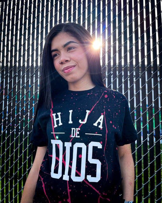 Hija De Dios (Black Splattered Red) Adult Box T-Shirt