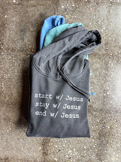 Start, Stay, End With Jesus Adult Box Hoodie