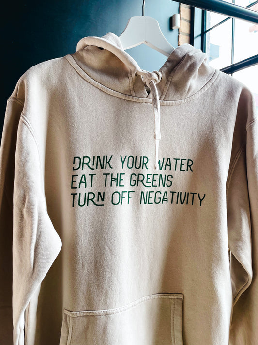 Water, Green, No Negativity Adult Box Hoodie