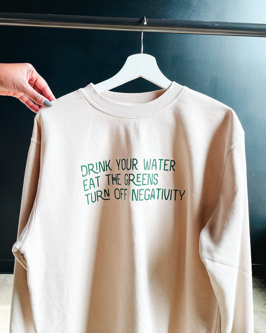 Water, Green, No Negativity Adult Drop Shoulder Sweatshirt